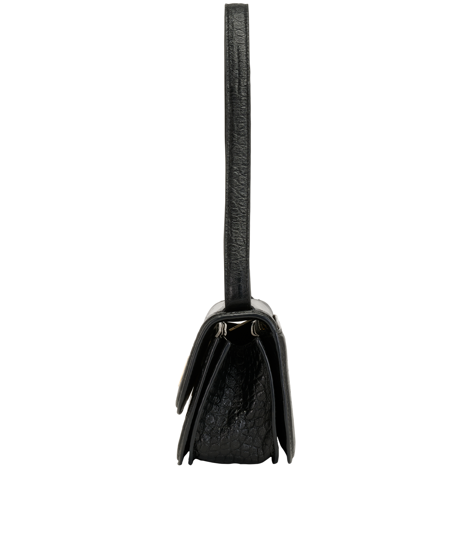 Small Gossip Shoulder Bag, &pound;395, Handbags, Black, Leather, Bottom view